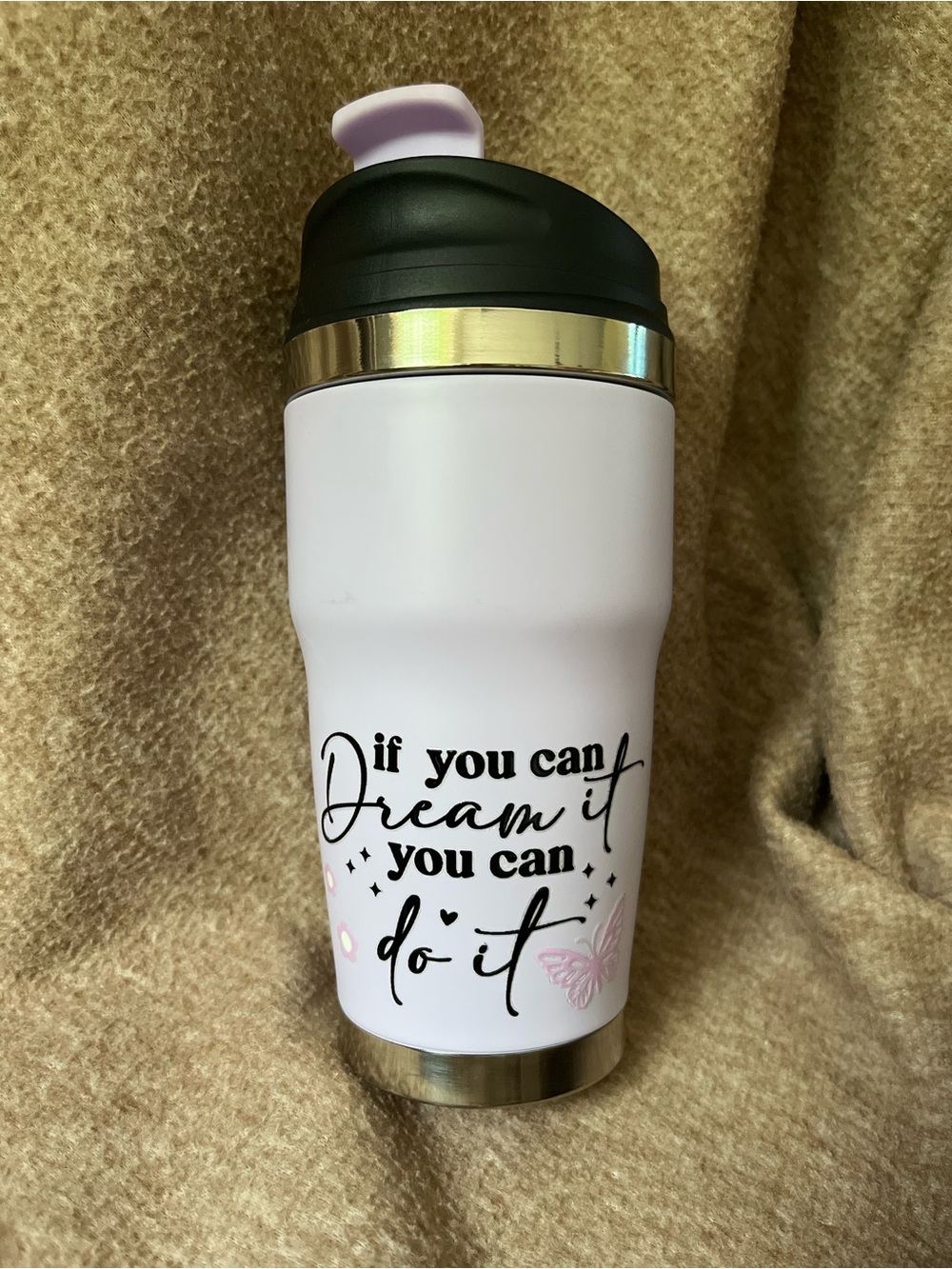 12oz Lilac travel double insulated stainless steel mug